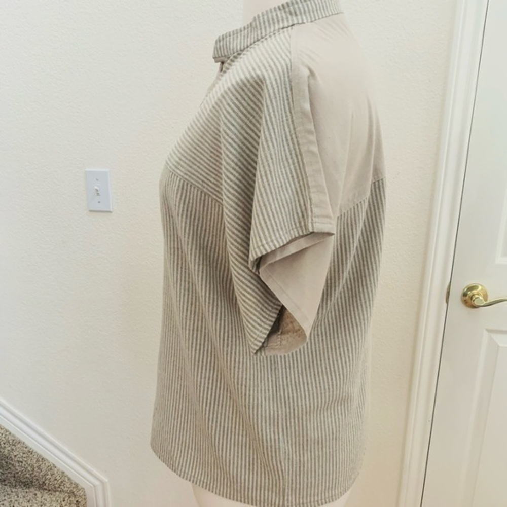 Private Label, professionally sewn, olive and tan stripe shirt - Picture 2 of 6